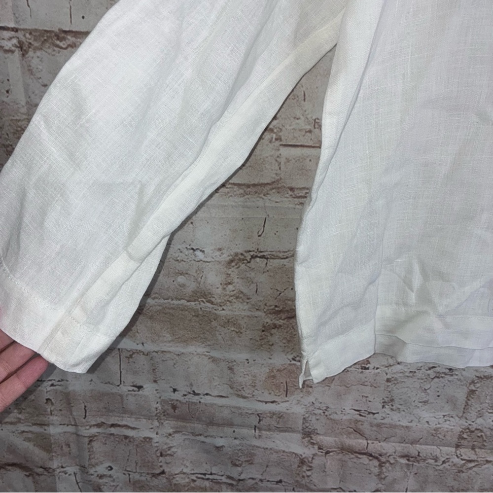 Fog Linen Work 100% Linen Top in White Size Medium - Picture 3 of 6